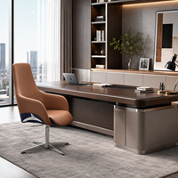 Chaise de bureau de direction moderne à dossier haut, pivotante, avec accoudoirs fixes, pour bureau de direction