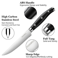 Ensemble de couteaux à steak de 4 pièces en acier à haute teneur en carbone de 4.5 pouces et poignée en ABS à triple rivet ensemble de couteaux de cuisine couteaux de chef