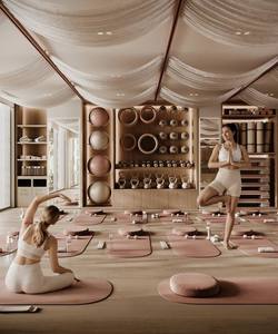 Diseño Interior de Lujo para Estudio de Yoga Wabi Sabi, Muebles Personalizados para Gimnasio de Pilates, Espacio de Bienestar de Madera, Solución Llave en Mano - Product Image 2
