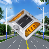 Borne de signalisation routière à LED solaire en aluminium IP68, multicolores, super lumineuses, clignotantes, à picots réfléchissants, pour avertissement de fort trafic