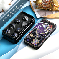 Dés en métal D&D, 7 pièces, or et violet, carrés, 16 mm, dés à fleurs DND pour jeux de table