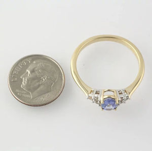 <b>Gold</b> Plated 925 Sterling Silver <b>Opal</b> & Tanzanite Tiny Dainty <b>Ring</b> - Product Image 2