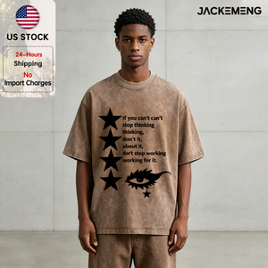 T-shirt Oversize in Cotone Lavato con Stampa 'If You Can't Stop Thinking', Stile Retrò Streetwear, Abbigliamento Casual Quotidiano, Maglietta Disponibile nel Magazzino USA - Product Image 1