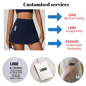 Falda de cintura alta <span class=keywords><strong>2</strong></span> en 1 Falda atlética ligera Falda DE TENIS plisada de cintura alta con pantalones cortos integrados - Product Image 2