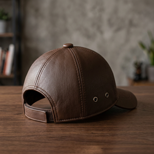 Casquette de baseball en cuir PU marron à 6 panneaux avec sangle réglable, style décontracté pour adultes, unisexe, à porter en toutes saisons - Product Image 4