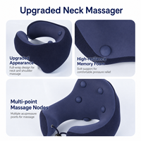 Oreiller chauffant vibrant rechargeable pour le cou, 4 points de massage, 2 niveaux de chaleur, mousse à mémoire de forme pour les voyages, la maison et le bureau