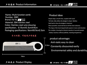 Lược Cầm Tay Nam Chống Tĩnh Điện Hoàn Thiện Râu Bằng Thép Không Gỉ Với Corkscrew - Product Image 4