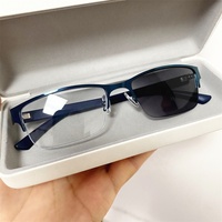 Lunette photochromique rectangle alliage semi-sans monture noir gris petite lunette anti-reflets lunettes photogray anti-reflets pour hommes