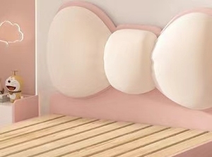 Lit de repos moderne en bois massif, confortable, taille standard, couleur crème, design à nœuds, revêtement en coton pour chambre d'enfant - Product Image 6