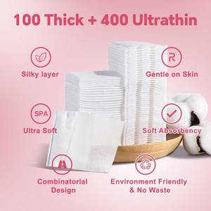 Almohadillas de algodón de rayón 160GSM/50GSM, paquete combinado de 5x6 pulgadas, 100 + 400 piezas, certificado Oeko-Tex para el cuidado médico y del bebé - Product Image 3
