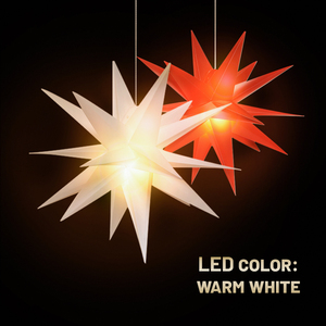 折りたたみ式3D折りたたみ式スターデコレーションLEDライト、18個の尖った角度でプラスチックスターを吊るす装飾用 - Product Image 3