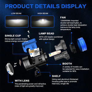 Yeni H4 130W 15000LM MINI Bi Led lazer projektör Lens far beyaz renk yüksek düşük işın araba motosiklet far - Product Image 3