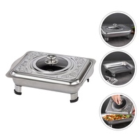 Edelstahl-Speisewärmer mit Klappfüßen, Leicht zu Transportieren, Gastronomie-Warmhalteplatte für Restaurants, Hotels und Buffets, Tischset mit Deckel