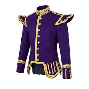 Men's Scottish Woolen Uniform <b>Blazer</b> Stand Purple <b>Gold</b> Braid Embroidered Band Waterproof Windproof Performance Doublet Jacket - Product Image 3