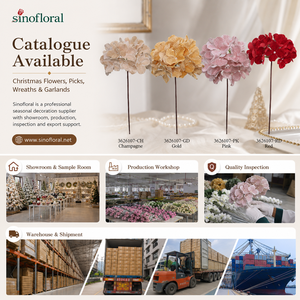 Guirnalda Navideña al por Mayor, Decoración para Árbol, Flor Artificial de Hortensia con Terciopelo y Brillo - Product Image 6