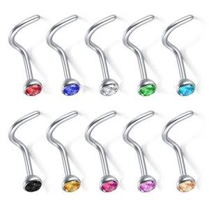 Bijoux <span class=keywords><strong>de</strong></span> corps pour mariage, <span class=keywords><strong>barre</strong></span> incurvée en acier inoxydable doré en <span class=keywords><strong>forme</strong></span> <span class=keywords><strong>de</strong></span> L, clous d'oreille en cristal CZ, tige <span class=keywords><strong>de</strong></span> nez, labret, <span class=keywords><strong>barre</strong></span> d'oreille, piercing - Product Image 5