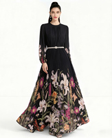 Robe longue plissée élégante et raffinée pour femme, style léger et mature, imprimé haut de gamme, pour l'automne
