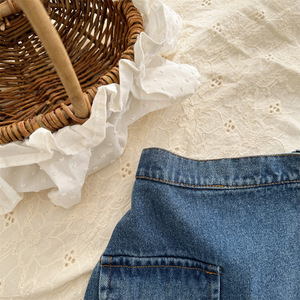 Nuovi Pantaloncini Estivi 2026 per <span class=keywords><strong>Bambina</strong></span>, in Cotone Denim con Design a Gonna, Stile Coreano, Vita Elastica, per Bambini - Product Image 3