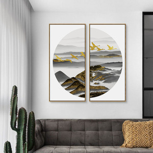 Nouveau Style chinois fond <span class=keywords><strong>de</strong></span> salon Restaurant murale moderne minimaliste <span class=keywords><strong>paysage</strong></span> <span class=keywords><strong>peinture</strong></span> d'oiseau artistique - Product Image 4
