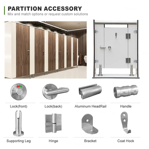 Perangkat keras baja tahan karat 304 partisi bukti Vandal Toilet kantor sistem cubile WC gantung langit-langit cartway - Product Image 5