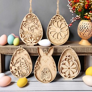 Muestra Gratuita: Kit de Pintura de Madera DIY Personalizado para Pascua, Adorno de Jardín de Conejo de Madera, Conejo de Madera de Pascua Estilo Rústico, Etiquetas de Regalo de Pascua - Product Image 5