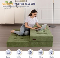 MAXYOYO Matelas de canapé-lit pliable en trois parties de 6 pouces |   Matelas d'appoint portable en chenille tuftée, mousse haute densité, taille double, pour le camping