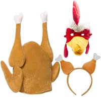Chapeau de dinde en peluche en velours, style Europe et Amérique, avec visage de dessin animé recyclé, sangle de menton, logo personnalisé disponible, fournitures de fête
