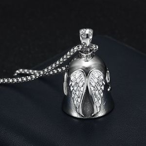 yunnique Stainless Steel <b>Angel</b> Wings <b>Bell</b> Pendant Necklace Unisex Gift Jewelry 3mm Chain 61cm - Product Image 4