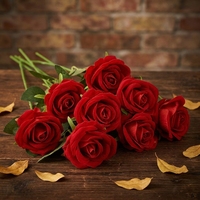 Künstliche Blumen Realistische Rosen-Sträuße Filz-Kunstblumen Seidenblumen Hochzeitsvasen Valentinstag-Dekorationen