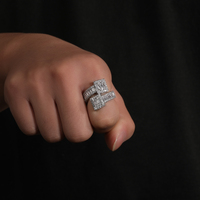 Anillos Baguette de Diseño Nuevo con Circonita Cúbica, Anillo Cuadrado Abierto, Joyería Moderna para Mujer y Hombre