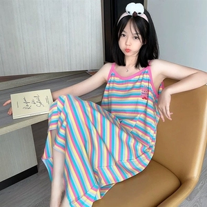 <span class=keywords><strong>Pigiama</strong></span> camicia da notte estiva da <span class=keywords><strong>donna</strong></span> adorabile abbigliamento esterno per la casa abito lungo <span class=keywords><strong>pigiama</strong></span> di <span class=keywords><strong>cotone</strong></span> - Product Image 3