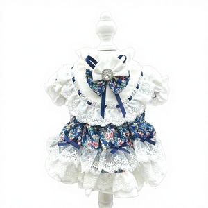 Vestido de Lujo Vintage Lolita para Mascotas, Estampado Floral, Encaje, Volantes, Lazo con Pedrería, para Perros Pequeños, Poliéster, Elegante, para Uso Diario - Product Image 6