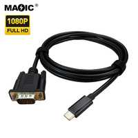 Cable adaptador de 1,8 M tipo C a VGA, convertidor de 1080P para ordenador portátil, TV HDTV, ordenador y reproductor de DVD, conexión de chaqueta de PVC, blindaje trenzado