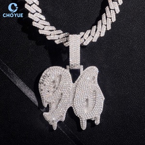 Colgante Personalizado con Número, Diseño Helado, Totalmente en Moissanita, Plata de Ley 925, Chapado en Oro, Moissanita VVS, Joyería Hip Hop - Product Image 5