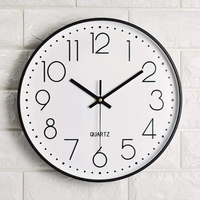 Horloge murale ronde minimaliste 14-16 pouces, horloge silencieuse à quartz moderne pour la décoration du salon, de la chambre à coucher, en noir, bleu, rose, vert