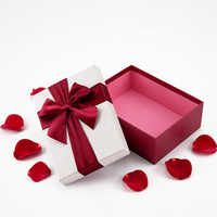 Boîte cadeau rigide en papier recyclé personnalisée, décorée d'un nœud en satin, pour mariage et emballage de bougies
