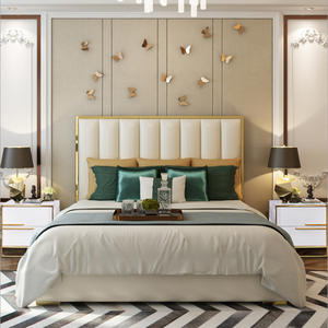 Solid Pine <b>Wood</b> Frame Customized Eco-Friendly Faux Leather Upholstered Modern Bedroom <b>Headboard</b> Single Double Vertical Channels - Product Image 6