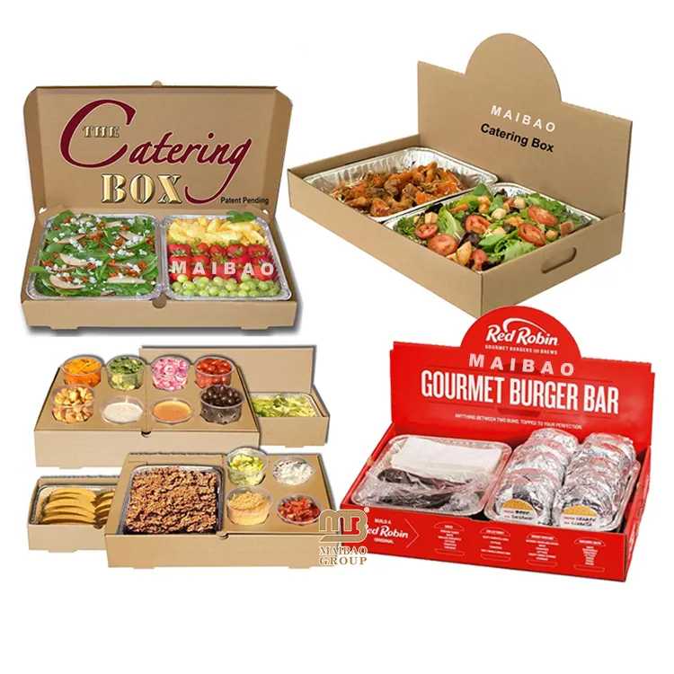 Custom design stampato farina di riso pranzo da asporto scatola di alluminio vassoio di carta stagnola scatola di imballaggio cibo scatola di cibo caldo per la ristorazione