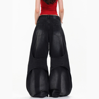 Jeans larges délavés et usés pour hommes et femmes, style vintage, coupe incurvée, longueur au sol