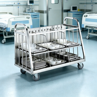 Chariot de collecte de plateaux et de vaisselle en métal pour hôpitaux, restaurants et services de traiteur, avec séparateur