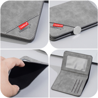 Dompet Pria Baru, Pendek dan Mewah, Dompet Kulit Lipat Dua untuk Pelajar, Sederhana dan Banyak Slot Kartu, Penutup Kartu