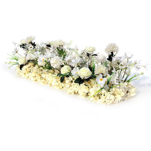 M3317 Runner Floreale Artificiale Personalizzabile per Decorazioni Matrimoniali e Feste, Arco di Rose in Seta, Runner da Tavolo con Fiori Bianchi 1m - Product Image 6
