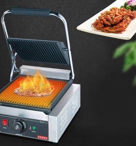 Pemanggang Panini Listrik Stainless Steel Beralur dengan Pelat Lepas, Kontrol Suhu, Desain Tanpa Asap untuk Penggunaan Luar Ruangan dan Rumah Tangga - Product Image 4