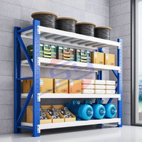 Système de rayonnage en métal léger réglable à 4 niveaux Rangement multifonctionnel et capacité de charge légère Rack d'entrepôt en acier