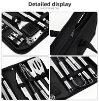 Ensemble de 18 ustensiles de barbecue en acier inoxydable de haute qualité : spatule, fourchette, pince, couteau, brosse, brochettes, pour grillades au charbon de bois