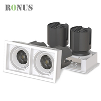 Spot LED encastré rectangulaire COB à double tête 10W*2, orientable et rotatif