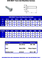Vis de machine à tête fraisée plate DIN965T en acier inoxydable 304 316 avec embout Torx en titane