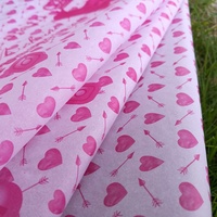 OEM Design Custom Printed Pink Cute Heart Logo 17GSM Colored Gift Package Wrapping Tissue Paper for Boxes