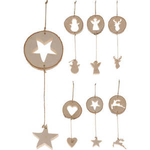 Colgante Navideño Circular de Madera Hecho a Mano con Figura Tallada con Láser, 41 cm de Diámetro, Surtido - Product Image 1