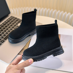 New Design Autumn Winter Children Knitted Flying Woven Shoes Soft Sole Fashion Casual Boots for Girls - Product Image 3